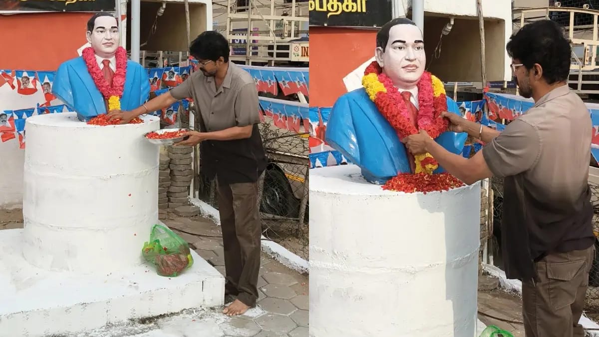 TVK Leader Vijay Tribute Ambedkar Statue