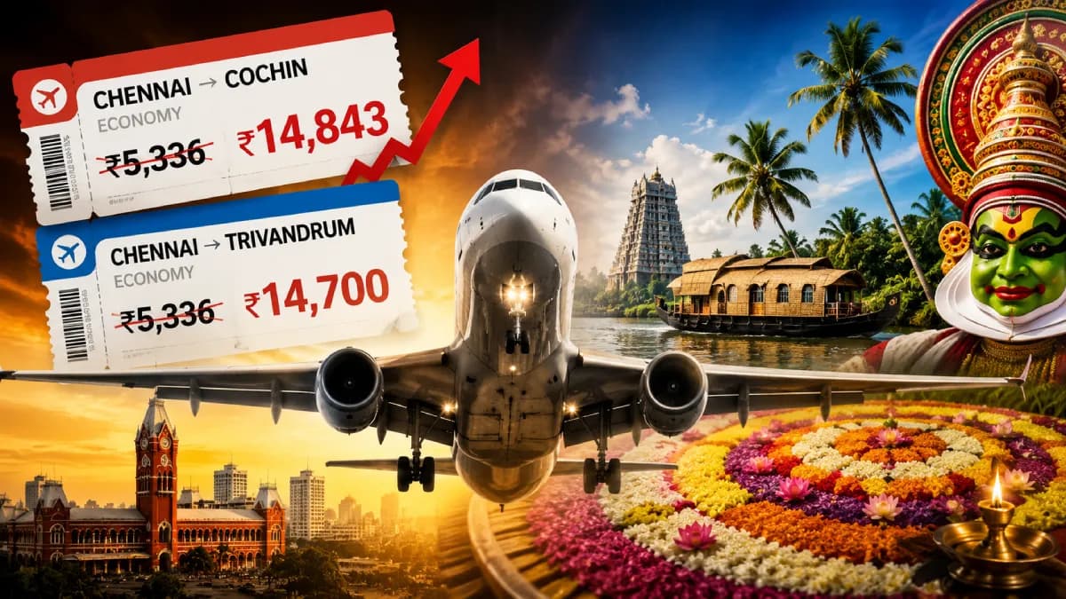 ரூ.5,336 இருந்த விமான டிக்கெட் ரூ.14,843! ஓணம் பண்டிகையில் அதிர்ச்சி!