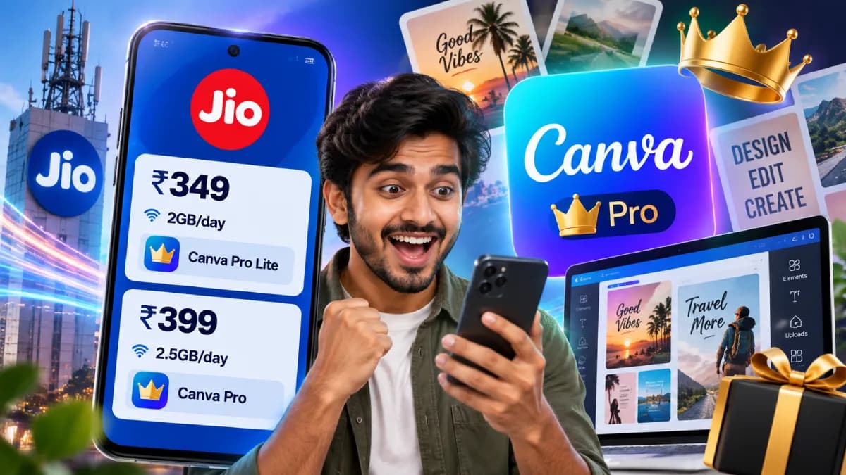 Jio-வின் மெகா ஆஃபர்...ரூ.349 ரீசார்ஜ்... ரூ.4,000 மதிப்புள்ள Canva Pro இலவசம்!