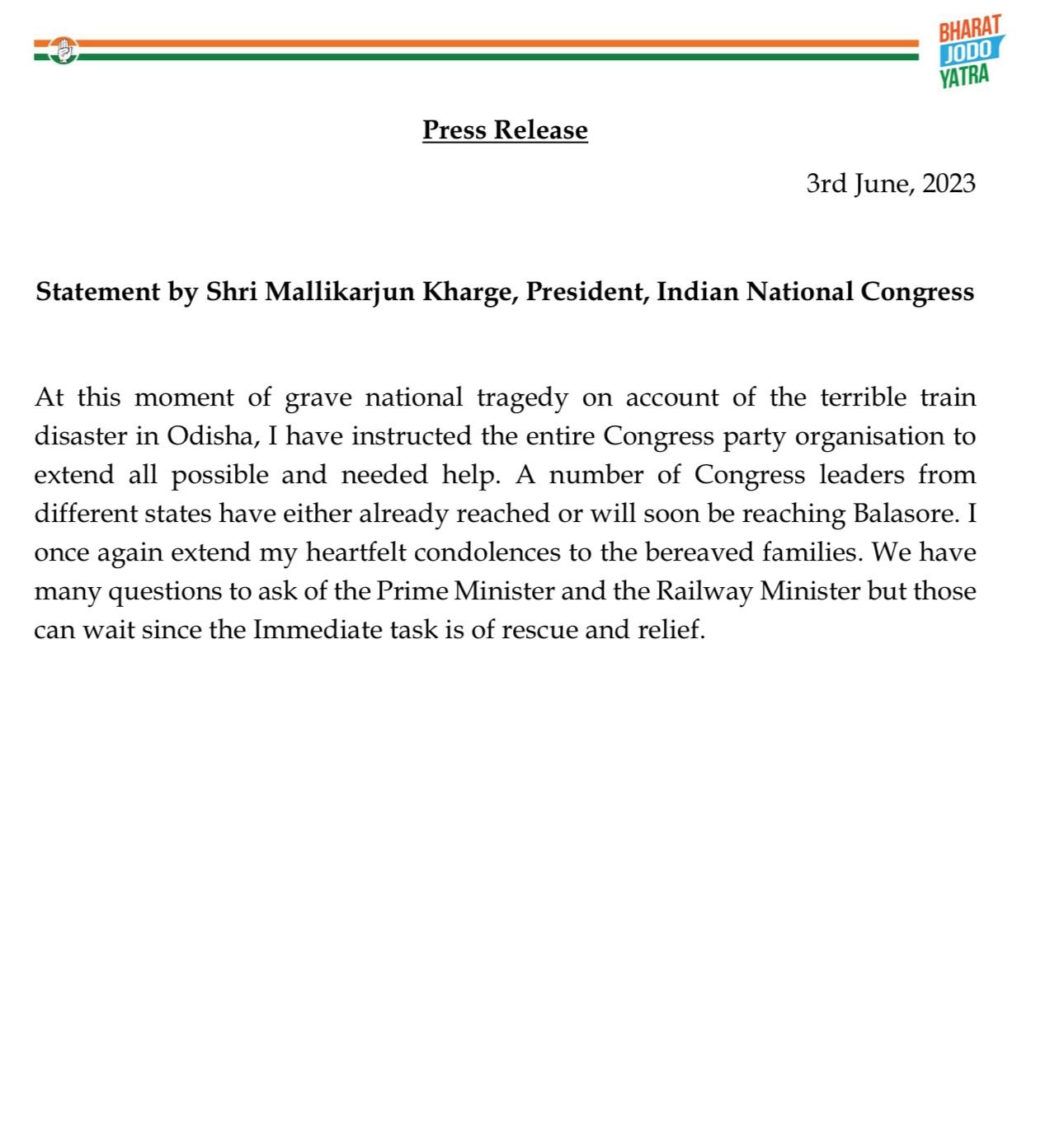Kharge statement