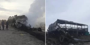 bus collision with tanker