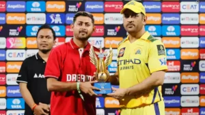 CSK Captain MS Dhoni received POTM Award