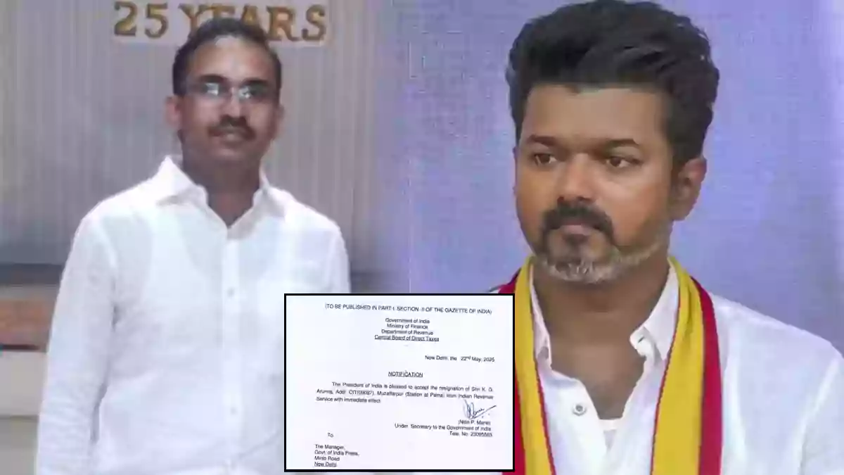 tvk vijay - IRS officer Arunraj
